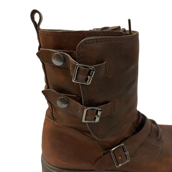 Belle By Sigerson Morrison Brown Leather Snap Buckle Boots - Picture 4 of 11